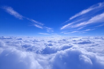 Heavenly Cloudscape   High Resolution Blue Sky  White Cumulus Clouds  Aerial View