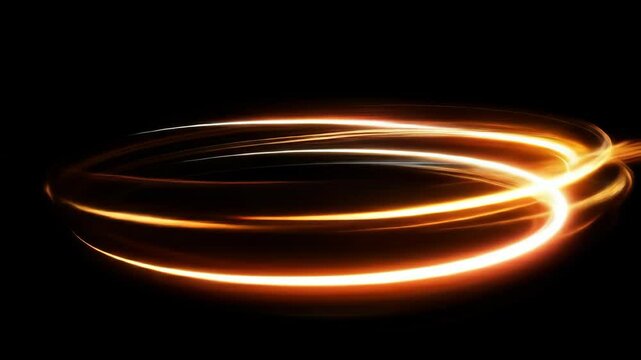 Dynamic light trails creating energized circular patterns in dark background - Powered by Adobe