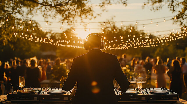 Sunset DJ Event Silhouette Warm Golden Hour Party Music Festival - Powered by Adobe