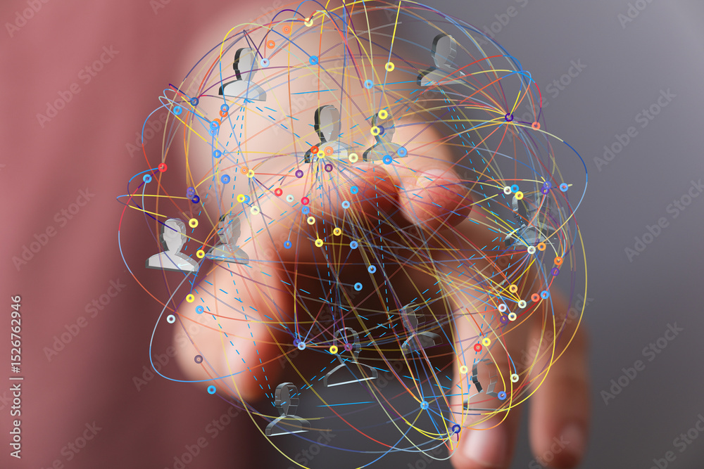 Poster Visual representation of a global network, illustrating interconnectedness and communication.