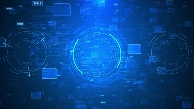 Digital data network, Tech Flow background connectivity high speed data transfer Technology digital cyberspace, HUD infographic technology data analysis, binary code wave blue background