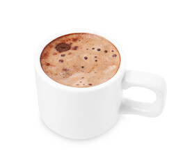 Aromatic coffee in cup isolated on white