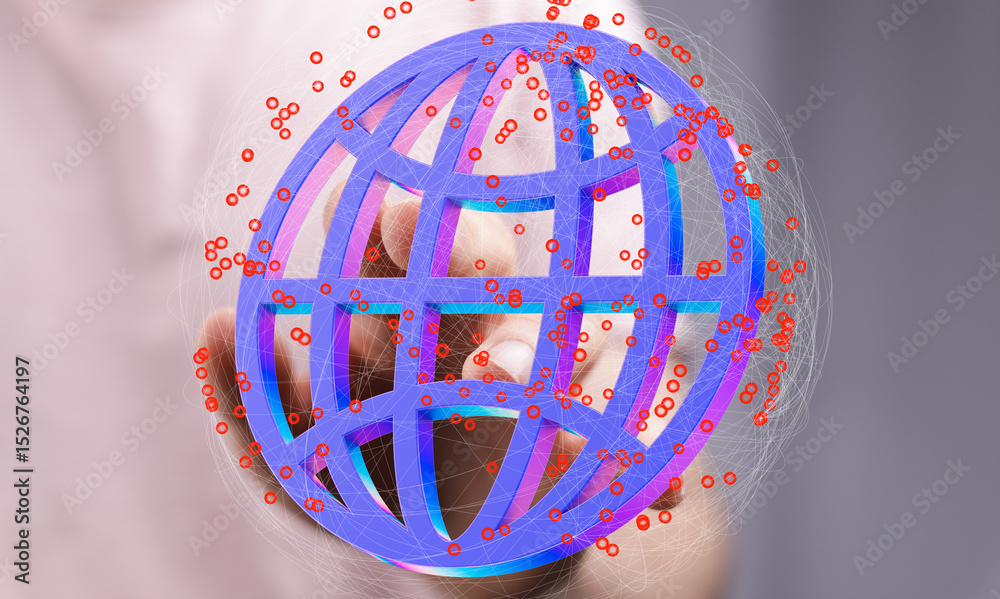 Leinwandbilder Abstract image of a global network connection, representing data and the digital world.