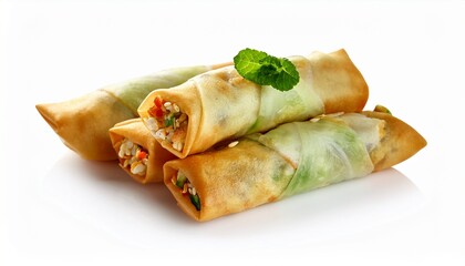 Crispy Golden Vegetable Spring Rolls, Asian Cuisine Delight