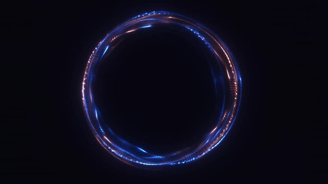 Abstract glowing sphere with electric violet threads, floating against a dark background, evoking energy and futuristic technology