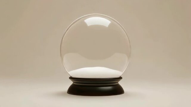Minimalistic snow globe transformation with calm beige background