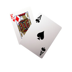 Two cards, one with the letter A and another card with spades and diamonds,isolated on a transparent background (4)