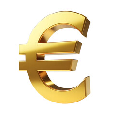 3d golden euro symbol isolated on transparent background