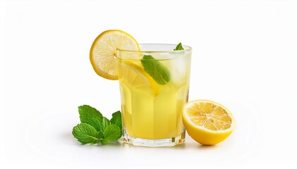 Fototapeta premium Refreshing Iced Lemonade with Lemon Slices and Mint