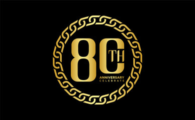 80th anniversary celebration background. with gold number