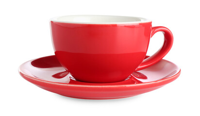 Empty coffee cup with saucer isolated on white