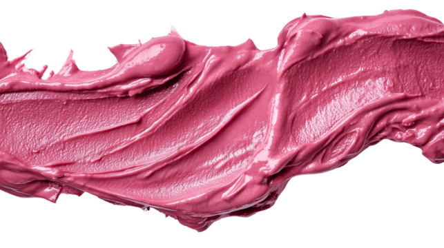 Textured smear of raspberry sorbet with realistic granules and soft edges png 