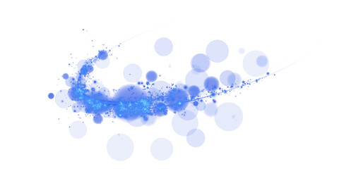 Swirling blue energy wave with shiny particles and bokeh.