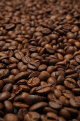 Aromatic coffee beans as background, closeup view