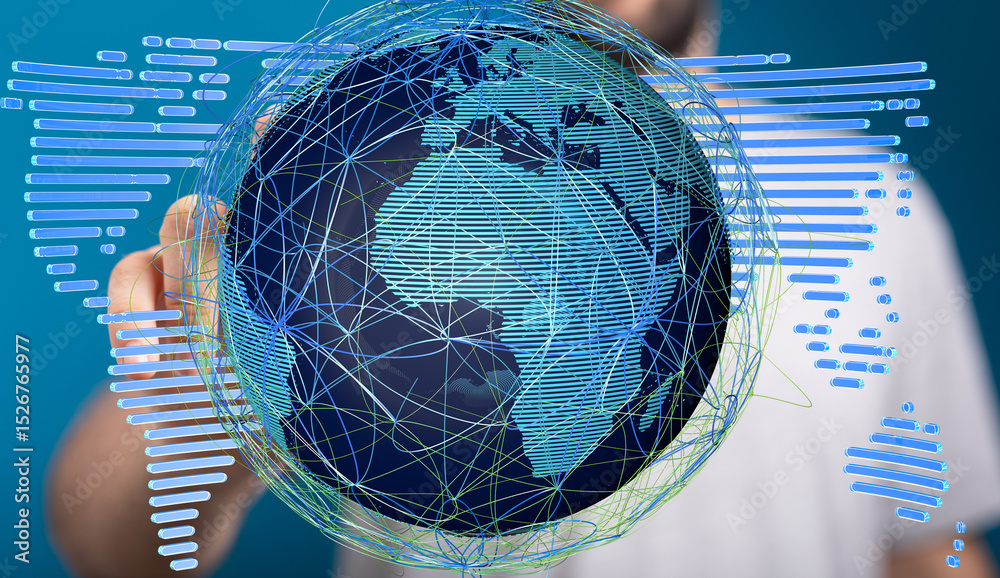 Leinwandbilder abstract image of a digital globe, representing global network connections and data flow.