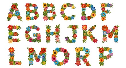 Floral Alphabet Illustration Botanical Letters with Colorful Blooms Garden Inspired Typography and Design Springtime