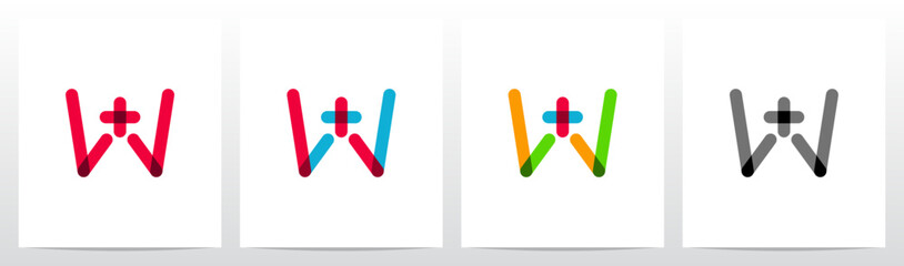 Transparent Colorful Plus Cross Positive Sign Symbol Letter Initial Logo Design W