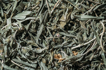 Macro Shot of Crushed Dry Sage Herb