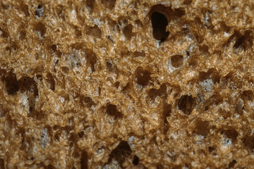Close-Up of Crispy Bread Surface with Airy Pores
