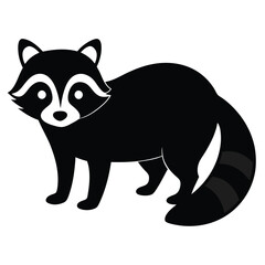 Obraz premium Adorable cartoon raccoon black and white illustration