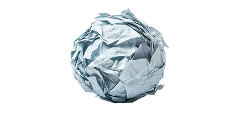 Fototapeta premium Crumpled white paper used as trash or brainstorm metaphor isolated on white transparent background