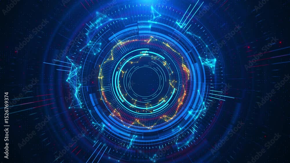 Wall mural cyber digital cyberspace particles tunnel. futuristic interface pattern. hi-tech digital hi technolo