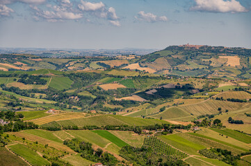 Marche. Spectacular summer landscape of the Marche hills. View from Ripatransone