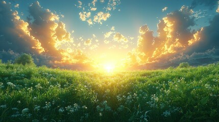 Sunrise over a meadow