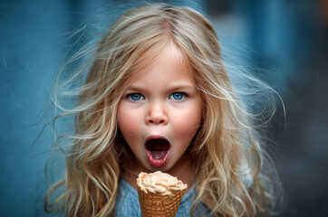 Naklejka premium Child Enjoying Ice Cream