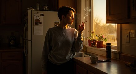 Person standing by a window