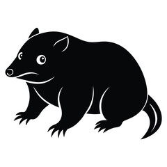 Fototapeta premium Black silhouette of a cute bandicoot animal