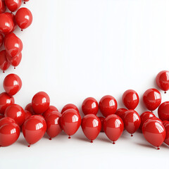 Ultra HD image of a group bunch of red balloons, birthday, celebration, anniversary, wedding, surprise on white background