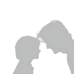 Father and Child Silhouette Forehead Touch on White Background

