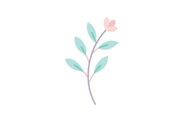 Pastel Floral Sprig Soft Color Blossom for Gentle and Serene Designs vector art illustration