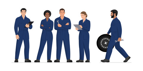 Group of mechanics posing together