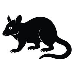 Obraz premium Black silhouette of a rat rodent animal