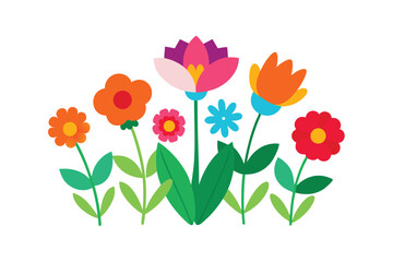 Vibrant Garden Flowers Colorful Nature Scene with Blooming Beauty vector art illustration