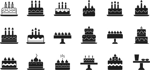Naklejka premium Cake Icons Vector Set