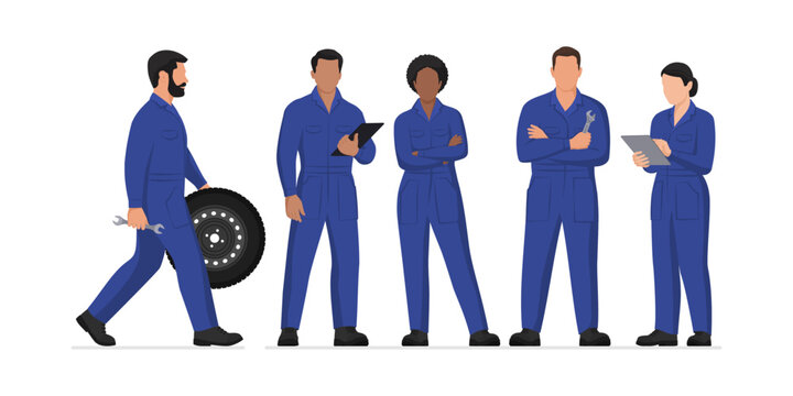 Group of mechanics posing together