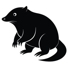 Obraz premium Black silhouette of a sitting bandicoot