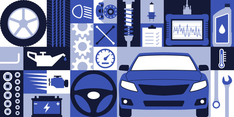 Car maintenance and repair geometric background