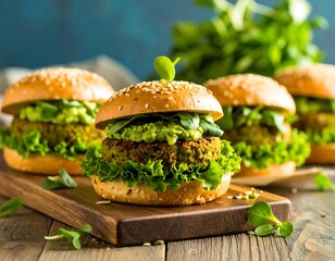 Fresh veggie burgers on buns