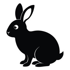 Black silhouette of a sitting rabbit bunny
