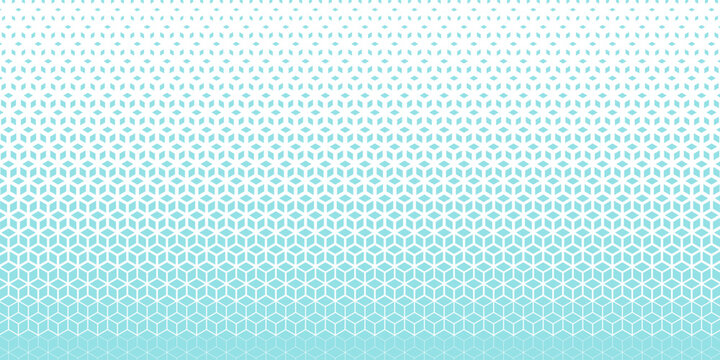 Abstract sacred geometry blue grid halftone cubes pattern. vector pattern