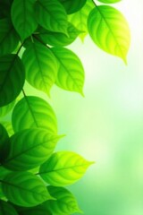 Vibrant green leaves, lush texture, sunlight dappled, foliage, eco