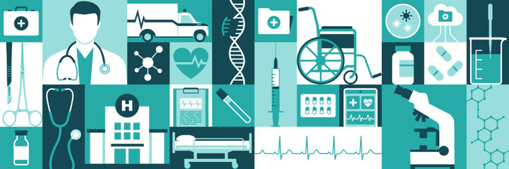 Medical services and healthcare geometric pattern