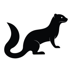 Black silhouette of a weasel sitting down