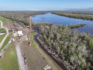 Flood Gate construction on the Atchafalaya River Basin
