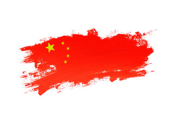 Abstract brush stroke of Chinese flag on transparent background, PNG