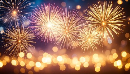 Vibrant Fireworks Display Illuminating the Night Sky Above